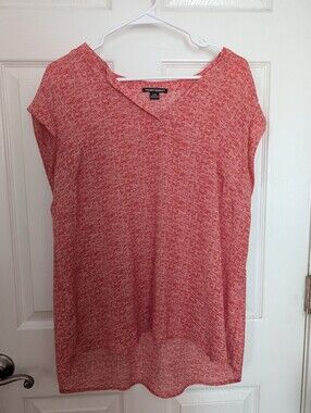 Avenue Red Notch Neck Knit Top